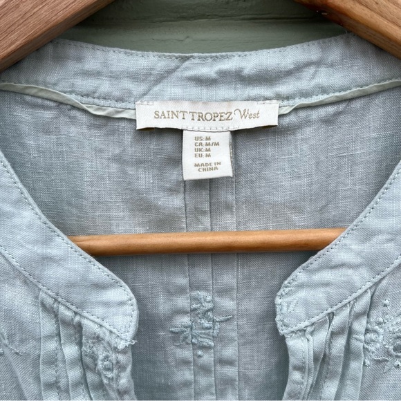 St. Tropez West M 100% Linen sleeveless tunic top - Picture 4 of 7